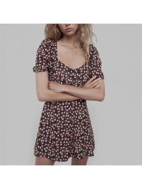 Zara-puff sleeve floral dress-XS NWT